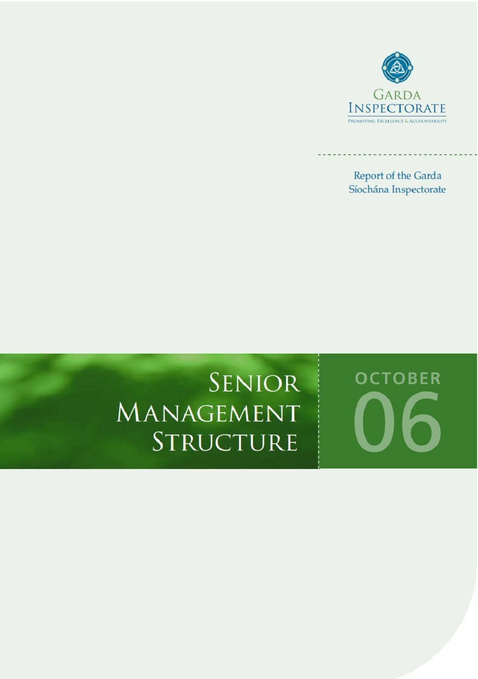 Cover of Report of Senior Management Structures in the Garda Síochána. Click to open.